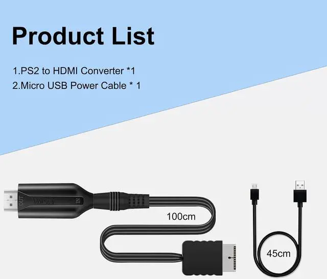 Alt view image 2 of 7 - Beautframes PS2 to HDMI Converter Adapter PS2 HDMI Cable Support 720P 1080P Display 3.3FT