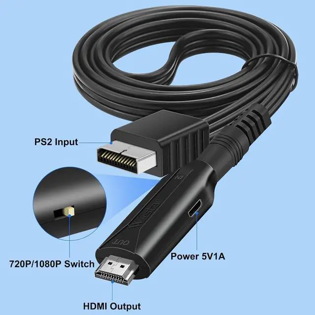 Alt view image 6 of 7 - Beautframes PS2 to HDMI Converter Adapter PS2 HDMI Cable Support 720P 1080P Display 3.3FT