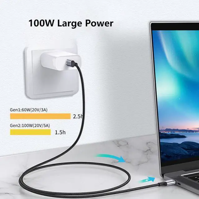 Alt view image 4 of 5 - Beautframes Type-C cable Male to Male 10Gbps Data Transfer, 4K Video Transmission 100W PD Fast Charging Cable compatible with SSD Mobile Phone and Laptop
