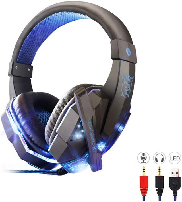 Main image of LED light gaming headphones noise canceling microphone headset 3.5 mm plug stereo deep bass for PC Games