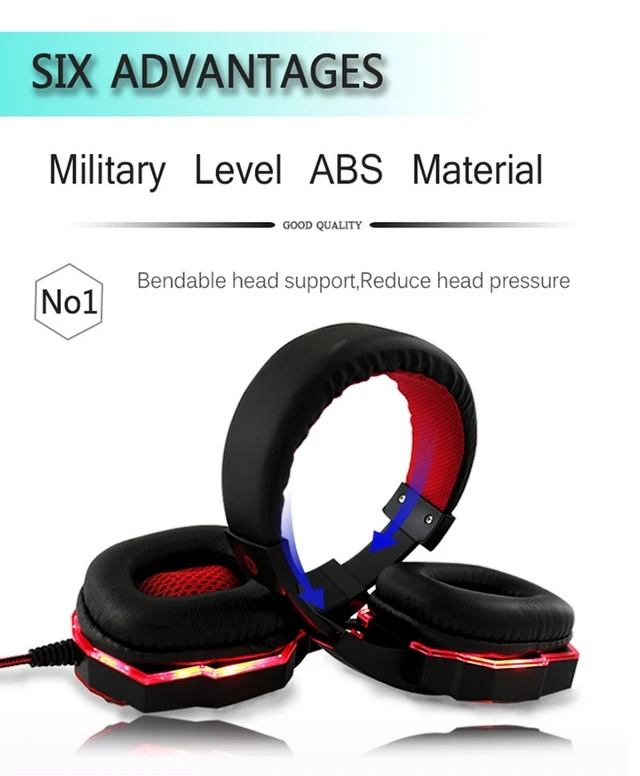Alt view image 4 of 7 - LED light gaming headphones noise canceling microphone headset 3.5 mm plug stereo deep bass for PC Games