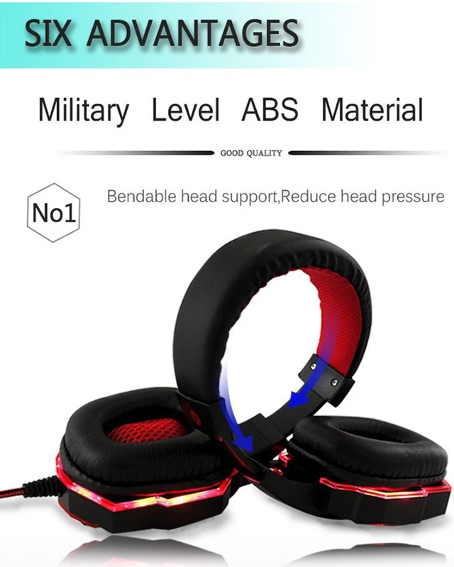 Alt view image 3 of 7 - LED light gaming headphones noise canceling microphone headset 3.5 mm plug stereo deep bass for PC Games