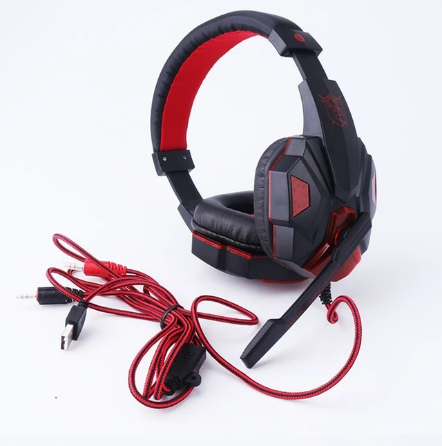 Alt view image 6 of 7 - LED light gaming headphones noise canceling microphone headset 3.5 mm plug stereo deep bass for PC Games