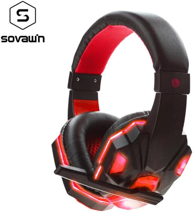 Main image of LED light gaming headphones noise canceling microphone headset 3.5 mm plug stereo deep bass for PC Games
