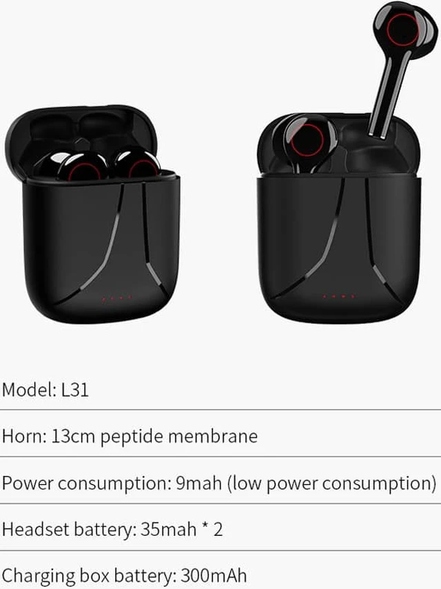 Alt view image 7 of 7 - L31 TWS Earphones Touch Bluetooth Earphone 5.0 Bluetooth Sport Running Headphones Binaural Call Intelligent Noise Reduction Stereo Earbuds