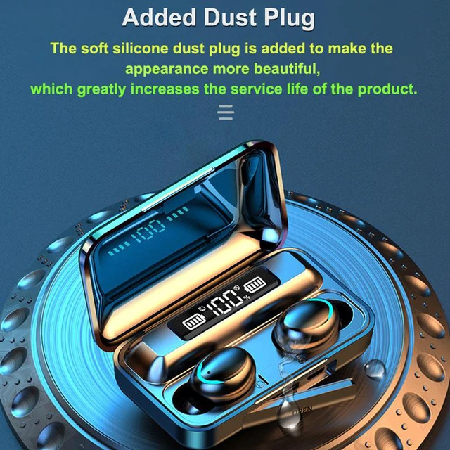 Alt view image 7 of 7 - Wireless Earphone Waterproof LED Battery Display Touch In-ear Bluetooth Earphones Earbuds Handsfree Headset With Mic Charging Case