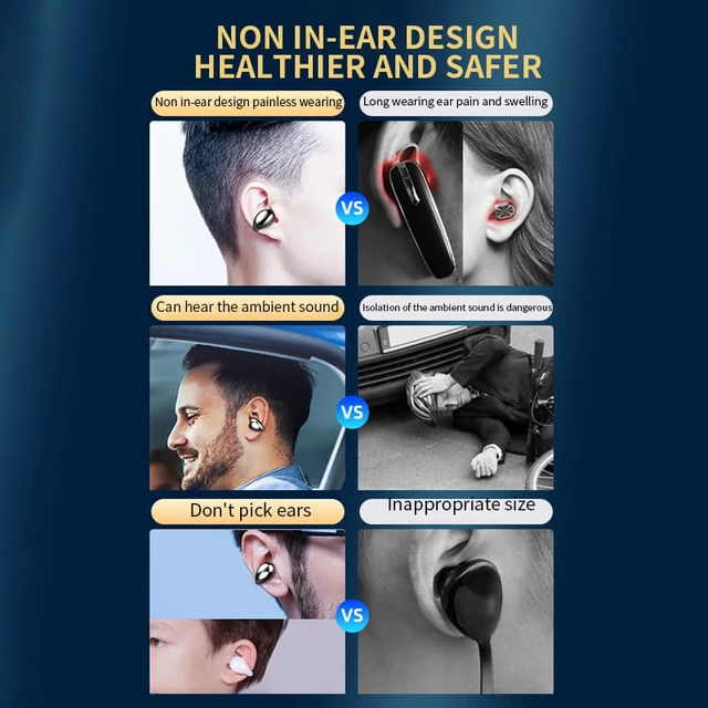 Alt view image 5 of 7 - S19 TWS 5.0 Wireless Bluetooth V5.0 Headset Hanging Ear Bone Conduction Biaural Earphone Heaadphone Waterproof Earbuds Handfree for iPhone for xiaomi for huawei