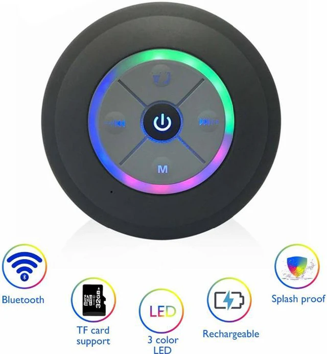 Main image of Mini Bluetooth Speakers Waterproof LED Speakers Bass for Phone Music Player Support Handsfree Bathing Shower