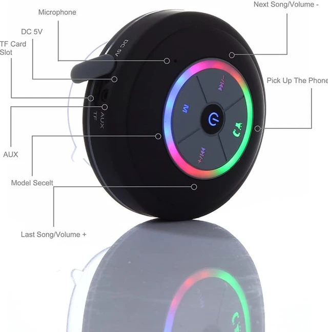 Alt view image 5 of 7 - Mini Bluetooth Speakers Waterproof LED Speakers Bass for Phone Music Player Support Handsfree Bathing Shower