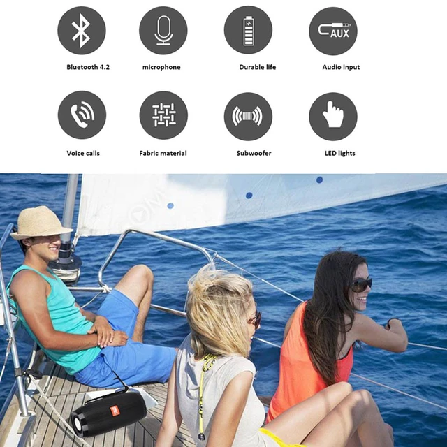 Alt view image 6 of 6 - Powerful speaker Wireless Bluetooth Portable Loudspeaker Stereo Music Waterproof Outdoor Speakers