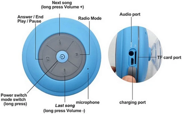 Alt view image 6 of 6 - Mini Bluetooth Speakers Waterproof LED Speakers Bass for Phone Music Player Support Handsfree Bathing Shower