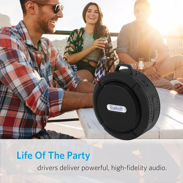 Alt view image 3 of 7 - Waterproof Stereo Subwoofer Bluetooth Speakers Wireless Outdoor Sound Speaker With Mic Hooks for iPhone Android