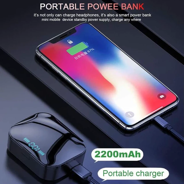 Alt view image 6 of 7 - Earphones 2200mAh TWS Fingerprint Touch Bluetooth Earphone HD Stereo Wireless Earphones Noise Cancel Gaming Earbuds