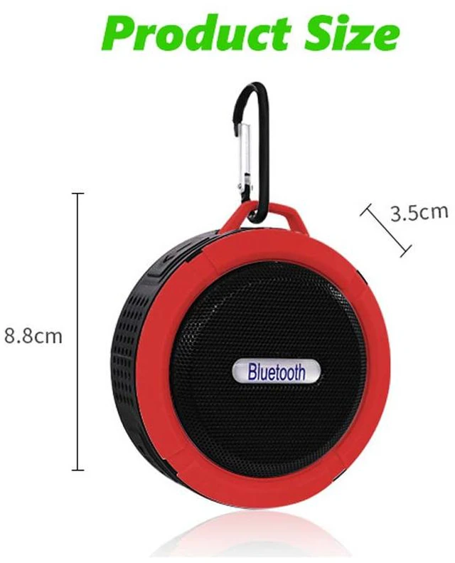 Alt view image 5 of 6 - Waterproof Stereo Subwoofer Bluetooth Speakers Wireless Outdoor Sound Speaker With Mic Hooks for iPhone Android