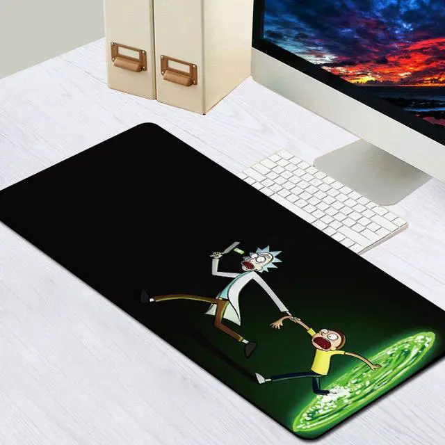Main image of Rick and Morty Anime Gaming Mouse Pad XL Large Gaming Mouse Pad Locking Edge Computer Keyboard Pad Mat Anti-slip Natural Rubber