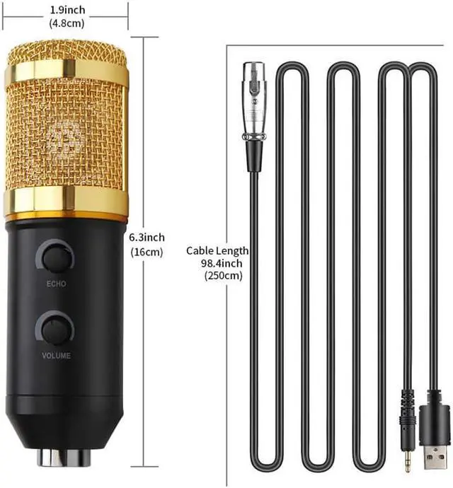 Alt view image 5 of 7 - MK F200FL Mic Professional Wire Microphone Handheld Condenser With Tripod Stand Mic for Computer USB Karaoke Video Studio Recording