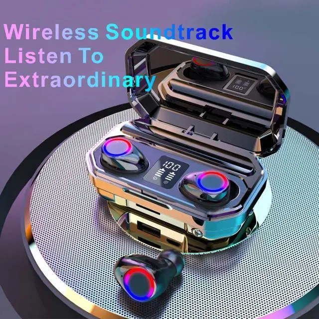 Alt view image 5 of 5 - M12 TWS Wireless Headset Bluetooth 5.0 IPX7 Waterproof Led Power Display 9D Stereo for Smartphone with Flashlight Best Gifts