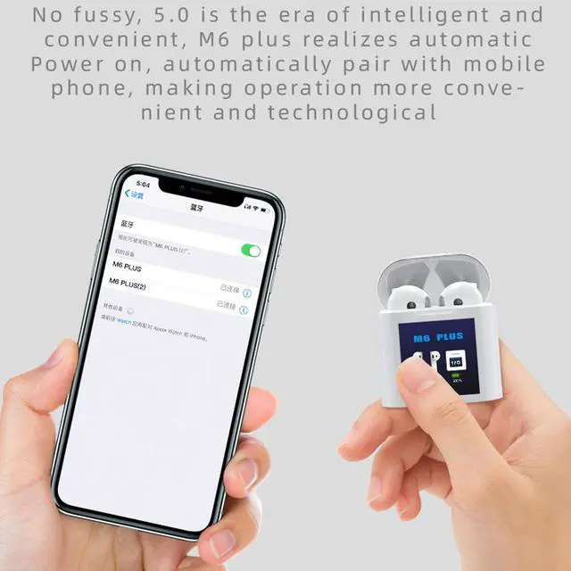 Alt view image 5 of 6 - M6 Plus TWS Wireless Bluetooth Earphones Power Display in-ear Earbuds Mini Sports Headphones Forehead Gun Temperature Measurement