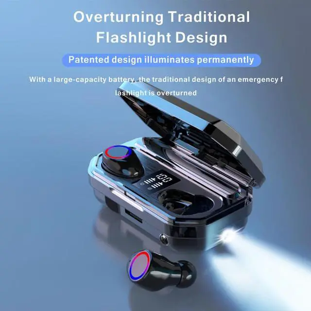 Alt view image 3 of 5 - M12 TWS Wireless Headset Bluetooth 5.0 IPX7 Waterproof Led Power Display 9D Stereo for Smartphone with Flashlight Best Gifts