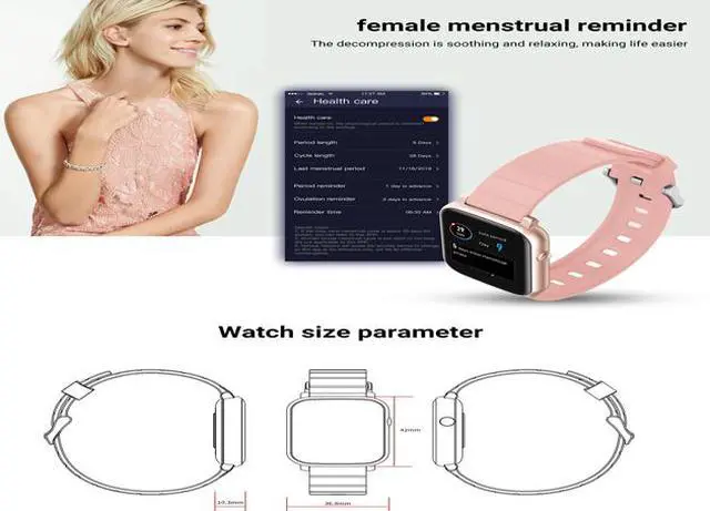 Alt view image 2 of 6 - F1 Smart Watch with ultra-thin metal body/ IP68 waterproof rating/long standby/female menstrual reminder/built-in 11 sports modes/ heart rate and blood pressure monitoring