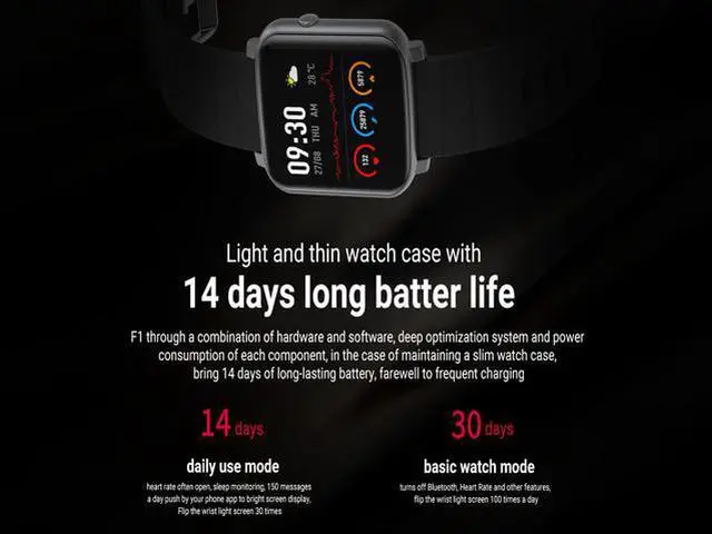 Alt view image 6 of 6 - F1 Smart Watch with ultra-thin metal body/ IP68 waterproof rating/long standby/female menstrual reminder/built-in 11 sports modes/ heart rate and blood pressure monitoring