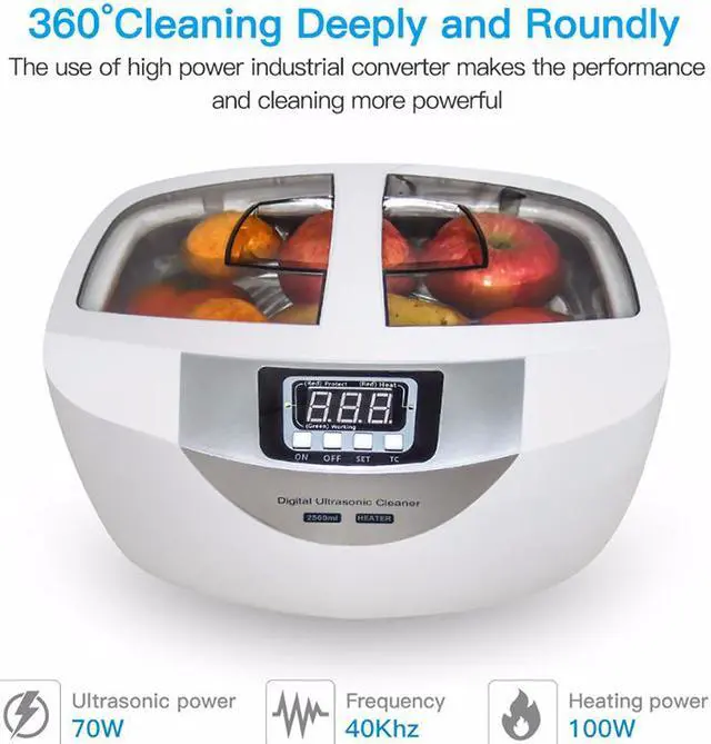 Alt view image 2 of 7 - 2.5L Ultrasonic Cleaner Household Timer Digital Ultra Sonic Jewelry Cleaning Denture Glasses Ultrasonic Washer Machine