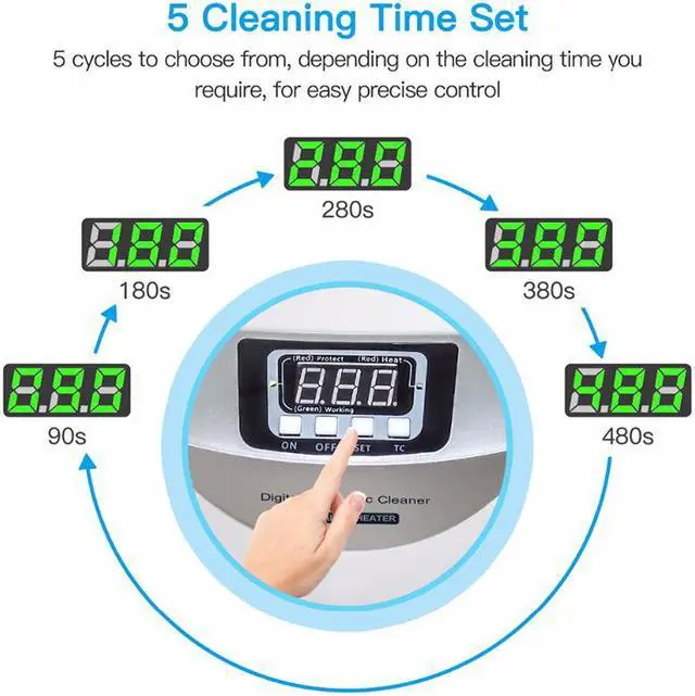 Alt view image 4 of 7 - 2.5L Ultrasonic Cleaner Household Timer Digital Ultra Sonic Jewelry Cleaning Denture Glasses Ultrasonic Washer Machine
