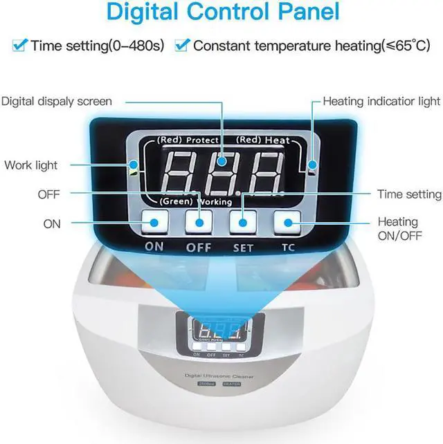 Alt view image 6 of 7 - 2.5L Ultrasonic Cleaner Household Timer Digital Ultra Sonic Jewelry Cleaning Denture Glasses Ultrasonic Washer Machine