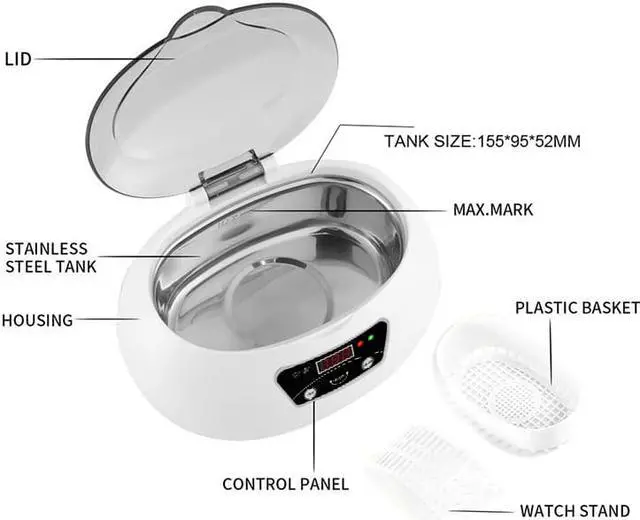 Alt view image 7 of 7 - 600ml Ultrasonic Cleaner Bath Jewelry Watch Glasses Razor Brush Ultrasound Sonic Mini Cleaner Machine 220v