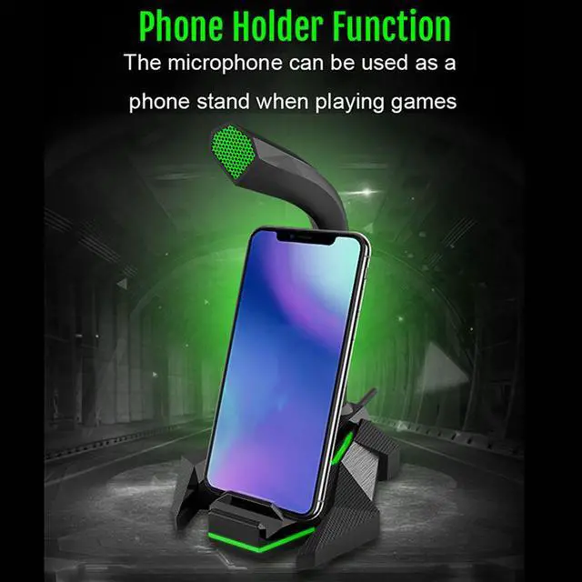 Alt view image 5 of 7 - Wired Tabletop Desktop Microphone Condenser Mic Professional USB Cable Studio With LED Gaming Light Mikrafon for Computer Record