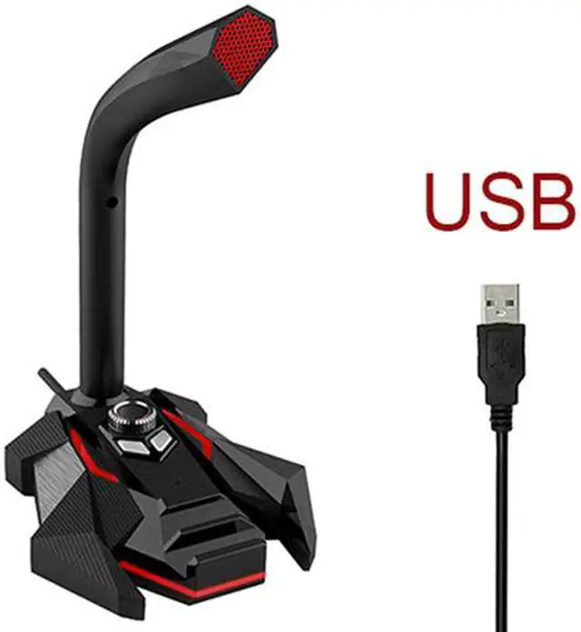 Main image of Wired Tabletop Desktop Microphone Condenser Mic Professional USB Cable Studio With LED Gaming Light Mikrafon for Computer Record