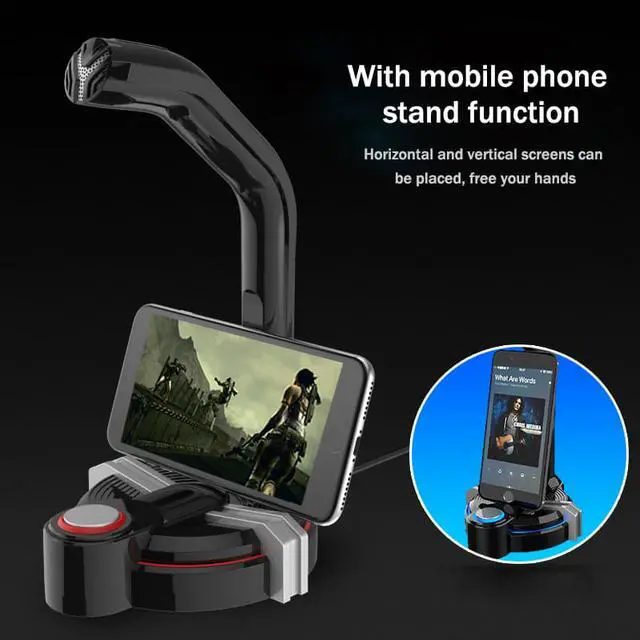 Alt view image 4 of 7 - Multifunctional Wired Gaming Desktop Microphone 3.5mm Karaoke Office Audio Studio Microphone Earphone Holder for Recording Vocal