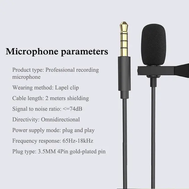 Alt view image 6 of 7 - Mini Condenser Lavalier Microphone Omnidirectional 3.5mm Mobile Phone Professional Recording Microphone Live For IOS Android