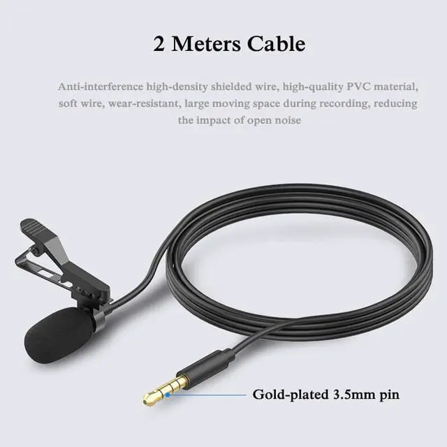 Alt view image 4 of 7 - Mini Condenser Lavalier Microphone Omnidirectional 3.5mm Mobile Phone Professional Recording Microphone Live For IOS Android