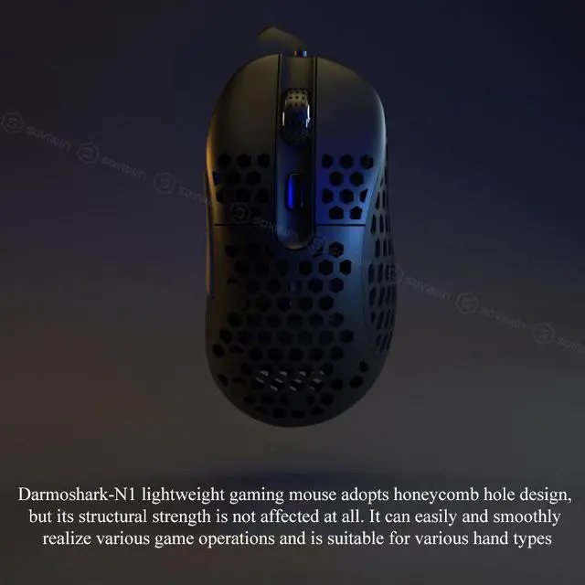 Alt view image 4 of 7 - N1 Lightweight Gaming Mouse USB Wired 6400DPI PMW3389 Optical Ergonomics Honeycomb Shell Computer Mouse Gamer For PUBG