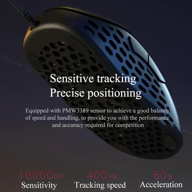 Alt view image 3 of 7 - N1 Lightweight Gaming Mouse USB Wired 6400DPI PMW3389 Optical Ergonomics Honeycomb Shell Computer Mouse Gamer For PUBG
