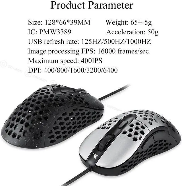 Alt view image 7 of 7 - N1 Lightweight Gaming Mouse USB Wired 6400DPI PMW3389 Optical Ergonomics Honeycomb Shell Computer Mouse Gamer For PUBG