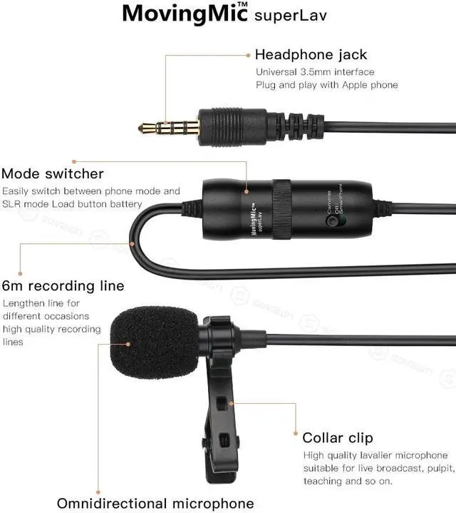 Alt view image 7 of 7 - Lavalier Microphone with Clip-on Interview Mic for Phone Video Recording Microphone xlr for Camera Android