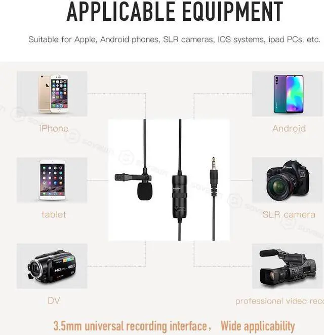 Alt view image 5 of 7 - Lavalier Microphone with Clip-on Interview Mic for Phone Video Recording Microphone xlr for Camera Android