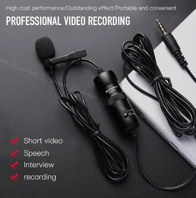 Alt view image 3 of 7 - Lavalier Microphone with Clip-on Interview Mic for Phone Video Recording Microphone xlr for Camera Android