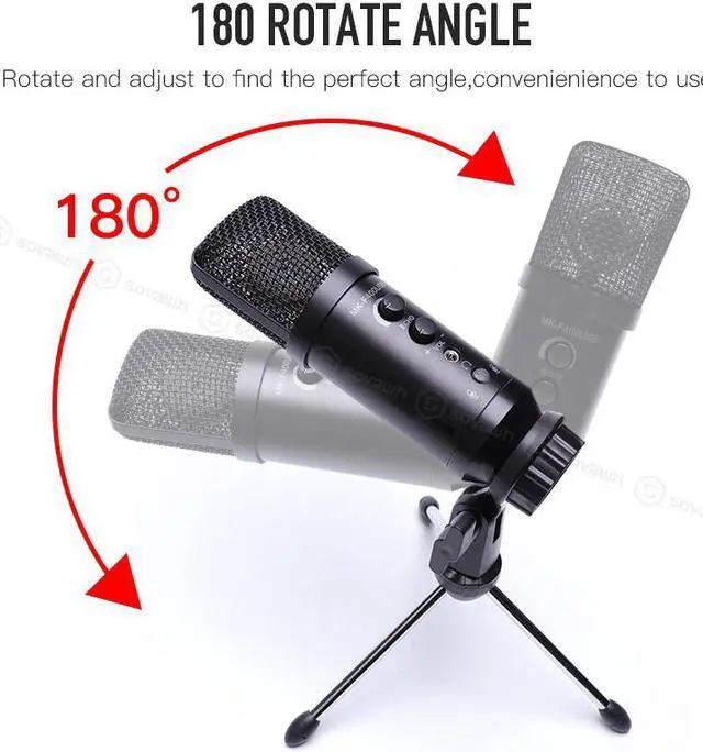 Alt view image 4 of 7 - SOVAWIN Multi-function USB Condenser Microphone Studio Professionnel Cardioid Microphone Karaoke Monitor Reverb with Tripod for Computer