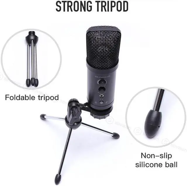 Alt view image 5 of 7 - SOVAWIN Multi-function USB Condenser Microphone Studio Professionnel Cardioid Microphone Karaoke Monitor Reverb with Tripod for Computer