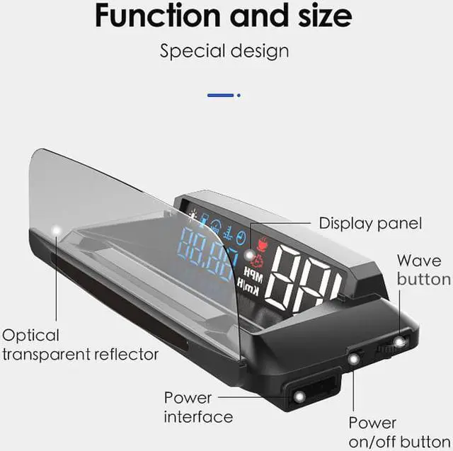 Alt view image 4 of 7 - Car HUD Head Up display Auto HUD OBD2 Car Speed Projector KMH MPH Speedometer Car Detector Oil Consumption
