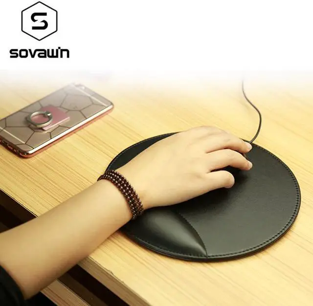 Main image of Sovawin Business 3D Leather Computer Mouse Pad with Wrist Rest Ergonomic Office Soft Sponge Wrist Support Mat mousepad for PC