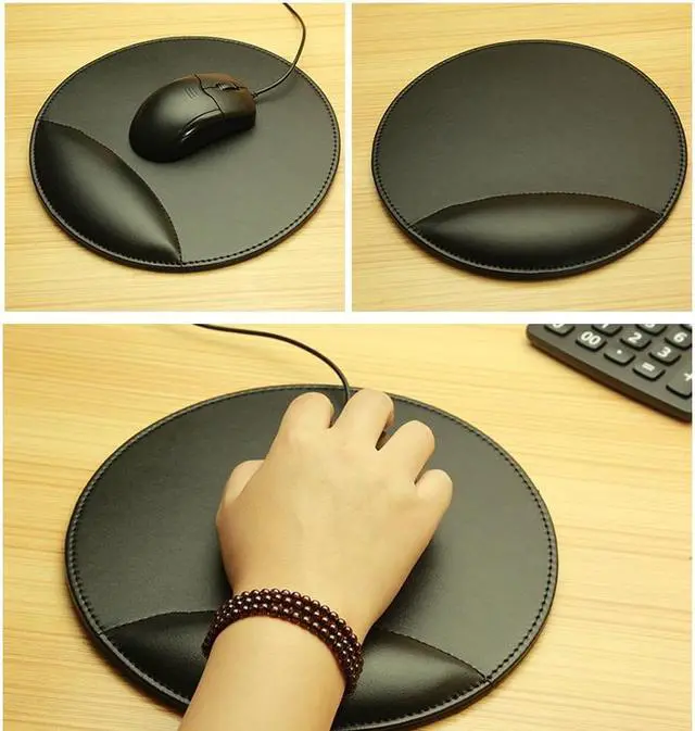 Alt view image 2 of 6 - Sovawin Business 3D Leather Computer Mouse Pad with Wrist Rest Ergonomic Office Soft Sponge Wrist Support Mat mousepad for PC