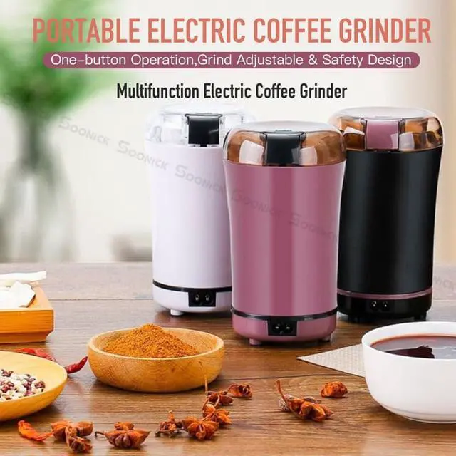 Alt view image 2 of 6 - Portable Coffee Grinder Multifunction Stainless Steel Blade Electric Coffee Machine with Grinder for Home Kitchen Office - purple