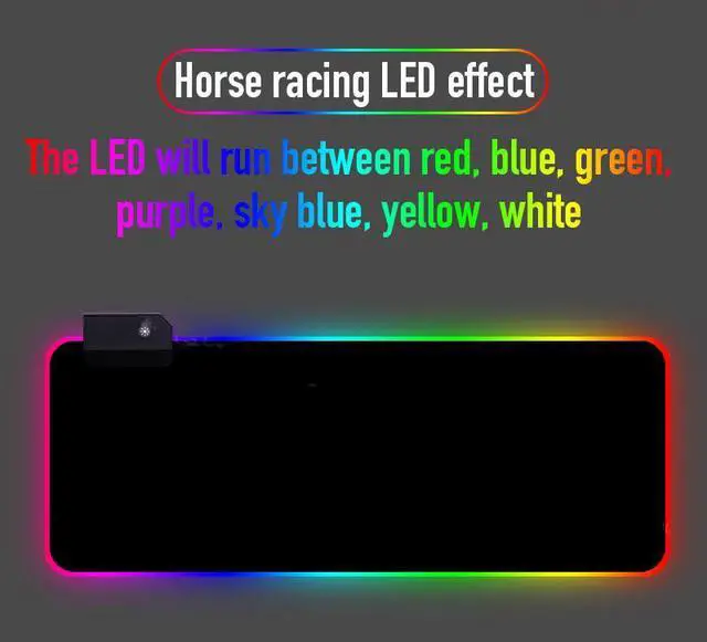 Alt view image 4 of 7 - 800x300x4mm RGB Mouse Pad LED Light Computer Mousepad Black Color Gaming Gamer Mouse Mat Non-slip For PC Laptop