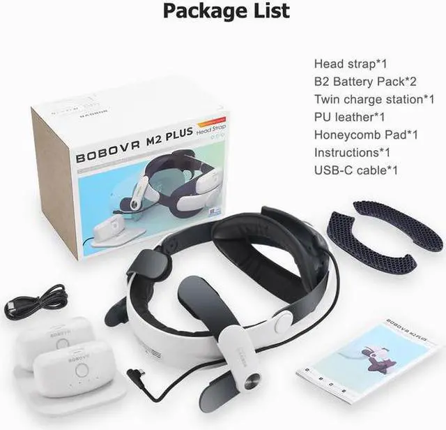 Alt view image 14 of 14 - BOBOVR M2 Plus Head Strap Twin Battery Combo Compatible with Meta Quest 2 VR Power Bank Charger Station/Dock with B2 Battey Pack