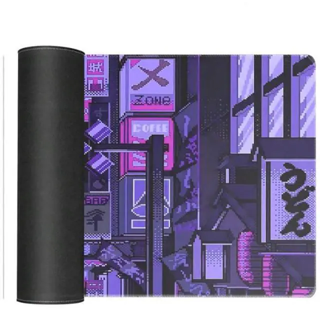 Alt view image 5 of 7 - Sovawin Cyberpunk Urban Street Smooth Surface Pattern on the Bottom of the Anti-friction Rubber Mouse Pad for Desk PC Purple-blue