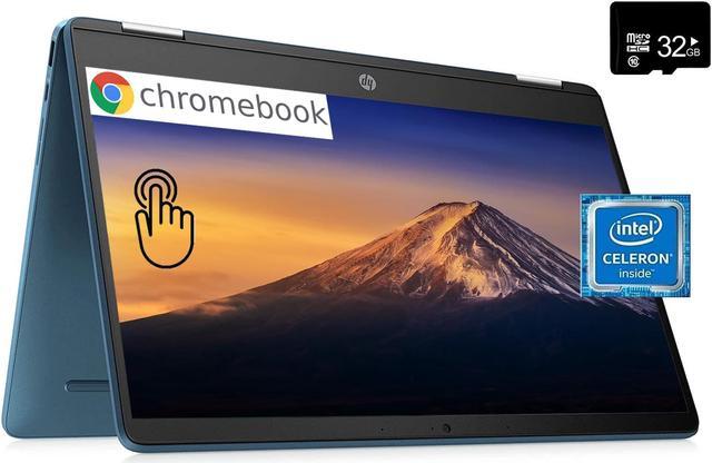 HP X360 Chromebook 14" Touchscreen 2-in-1 Convertible Thin Light Laptop Computer, 4-core Intel Celeron N4120, 4GB RAM, 64GB Wi-Fi, BT Type-C, Long Battery Life, Chrome OS + 32GB SD